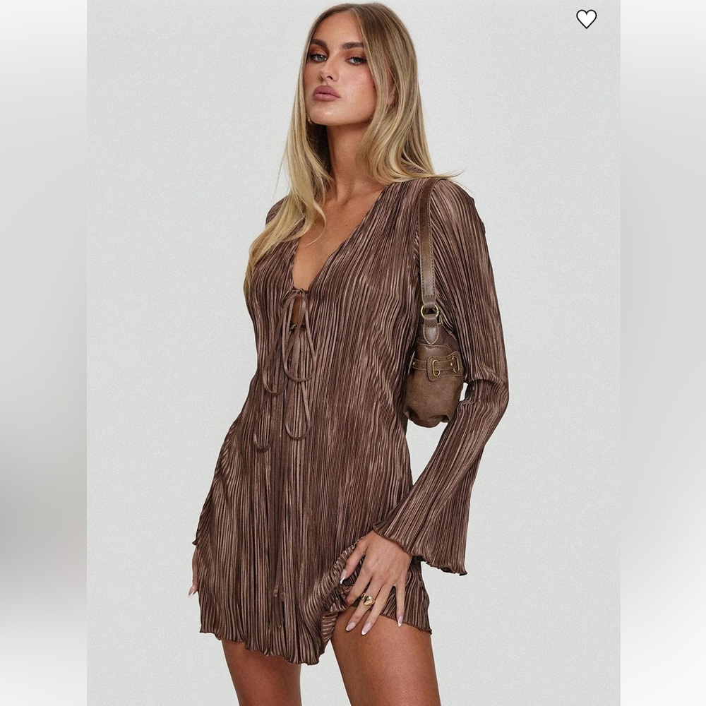Princess Polly Malop Chocolate Long Sleeve Mini Dress